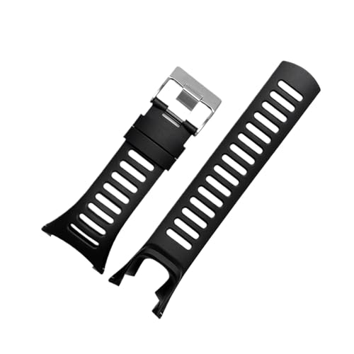 Correa deportiva de caucho compatible con for SUUNTO Ambit 1, 2, 2R, 2S Run/3 PEAK for hombre.(A-black silver)