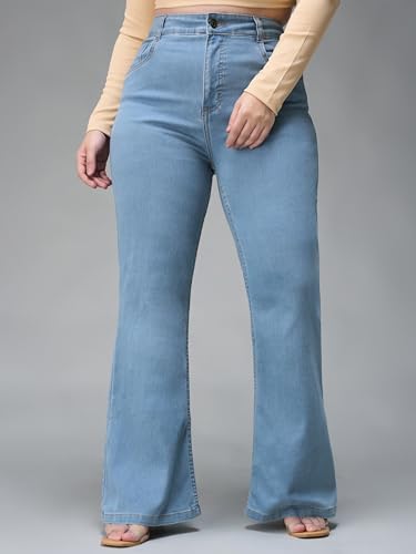 Image of Miss Chase A+ Women's Wide-Leg High Rise Regular-Length Stretchable Denim Jeans