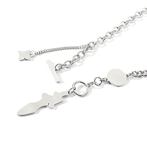 Rongji Jewelry Genshin Vision Choker Necklace, Hot Ins Trendy Game Project Figure Choker Titanium Steel Chain Punk Hip Hop Street Dance Rock Necklace For Men Women (H Geo) #TOP4