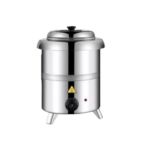Quxxuol スープウォーマー スープジャー 湯煎器 10L/13L大容量 304ステンレス製ライナー 温度調整可 湯煎式 お粥 カレー 味噌汁 業務用ビュッフェ レストラン (ステンレス鋼-小さな蓋,10L)