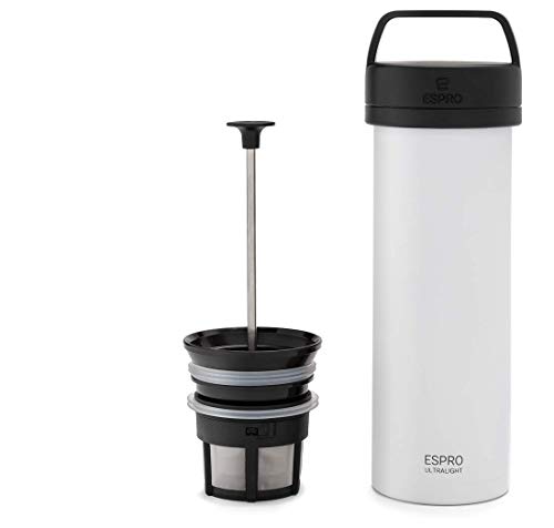 ESPRO P0 Ultralight Double Walled Stainless Steel Vacuum Insulated Coffee French Press 16 Ounce Chalk White