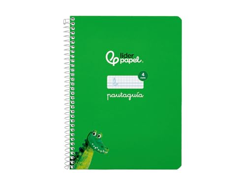 Cuaderno espiral liderpapel a5 pautaguia tapa blanda 40h 75 gr cuadro pautado 4mm color verde