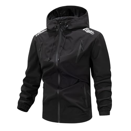 Chaqueta tipo cargo para hombre, cortavientos, abrigo de manga larga con cremallera y bolsillos con cremallera, ligera, informal, holgada, acogedora, suave, para transición, caminar, senderismo