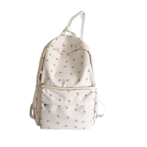 Three-piece floral quilted backpack set, a cute pink floral backpack for women, including a small crossbody bag (White)