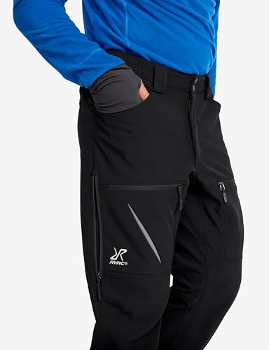 RevolutionRace Hiball Softshell Pants für Herren, Outdoor Hosen für Wandern, Black, XL