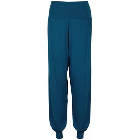 Purple Hanger Women's Elasticated Waist Long Harem Full Pants Teal 18 Cover