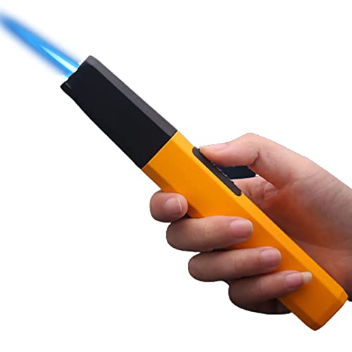 Briquet torche tempête rechargeable pour barbecue et camping jaune 18cm