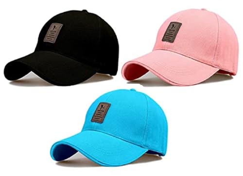 Image of Soft Cotton Adjustable Unisex Cap Quick Drying Sun Hat Protection for Men and Women (Freesize) Cap Pack of 3