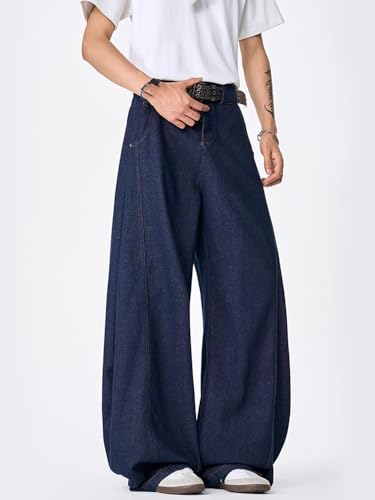 Men's American Retro Denim Jeans Wide Leg Pants3
