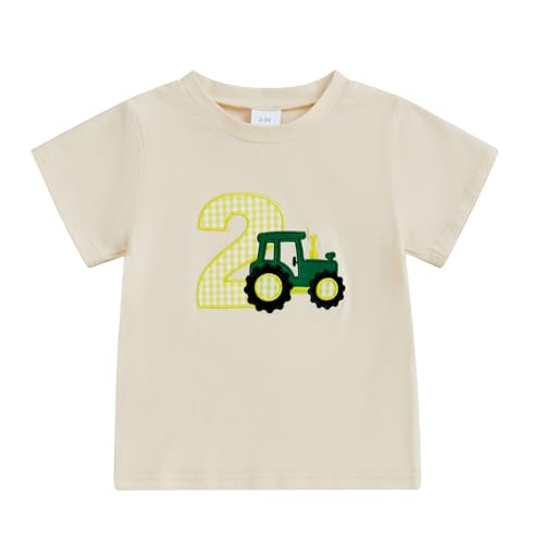 YOKJZJD Toddler Baby Boy 1st 2nd 3rd 4th Birthday Outfit Tractor Short Sleeve T-Shirt Farming Birthday Shirt Summer Clothes