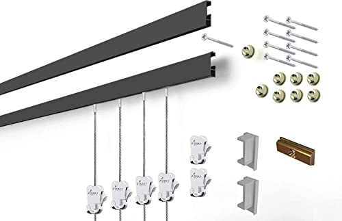 STAS Cliprail Picture Hanging System Set - Covers 9.84 ft of Wall Space - Basic Picture Rail & Art Hanging Gallery Kit Matte Silver Rails Includes 6 Hooks & 4 Cords product thumbnail 10