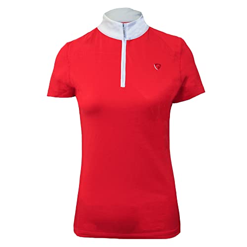 HY - Camicia da esposizione DynaMizs da donna, rosso, bianco, XL
