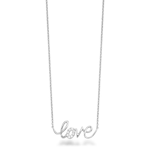 Diamond Delight Real Natural Diamond Love Pendant Necklace for Women - 14k White Gold Pendant for Her - 18 Inch Chain Necklace in Elegant Script Design (H, VS1, 0.05 cttw) Lobster Claw Clasp3