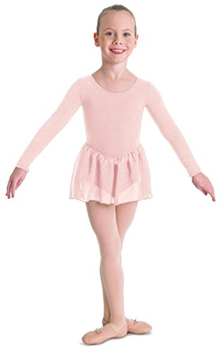 Bloch Dance Girl's Petal Skirted Long Sleeve Leotard, Light Pink-6x/7