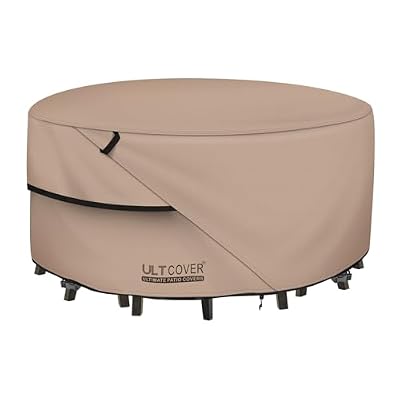 ULTCOVER Round Patio Furniture Cover - Outdoor Waterproof Table with Chair Set Cover 108 inch