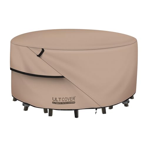 ULTCOVER Round Patio Table and Chair Set Cover - Outdoor Heavy Duty 600D Waterproof Furniture Cover 60 inch