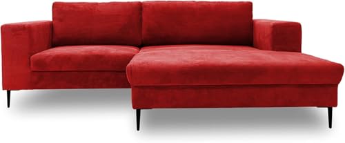 DOMO Collection Modica Ecksofa, moderne L-Form, kleine Ecke, Eckcouch, Sofa Eckgarnitur, Cord, rot, 244x173x83