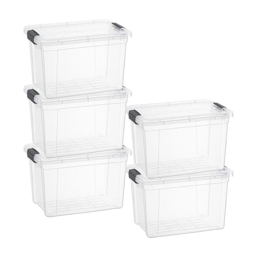 Image of Superio Storage Bins with Lids- 5 Pack, 4.75 Qt Clear Boxes for Organizing, Stackable Plastic Containers- BPA Free, Non-Toxic, Odor Free, Organizer for Home, Office, Dorm