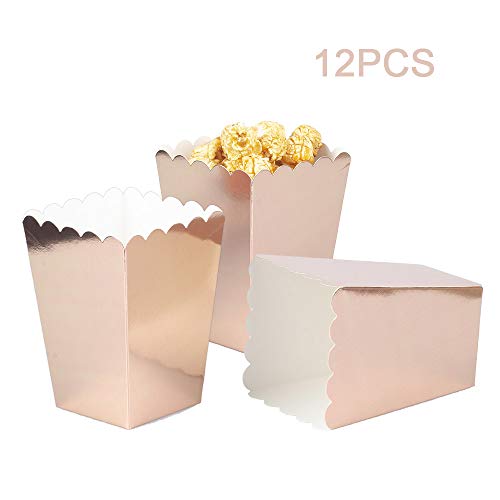 Image of Rose Gold Popcorn Boxes Mini Paper Popcorn Box Cardboard Popcorn Container for Party, Pack of 12
