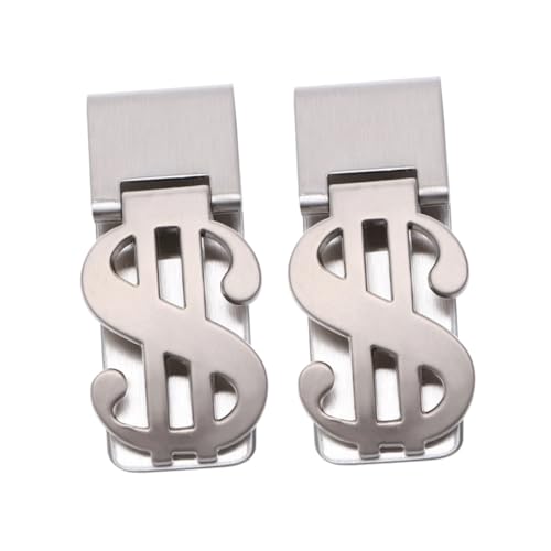 Clip de acero inoxidable plata para billetes con diseño delgado y resistente pack de 2