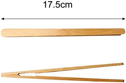nuosen 4 Pieces Bamboo Tongs, 6.9 Inches Toaster Tongs for Cooking Toast Bread Pickles Tea Bamboo Kitchen Tongs