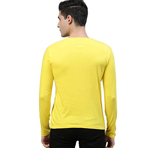 Image of Urbano Fashion Men's Solid Henley Neck Slim Fit Full Sleeve Cotton T-Shirt