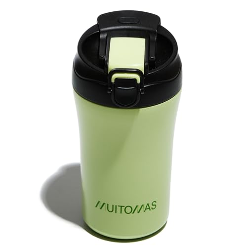 Muitomas, Tazza Termica con Coperchio, Tazza Termica Caffè per Bevande Calde e Fredde in Acciaio, Pratica e Portatile, Capacità 350ml, Colore Verde Salvia