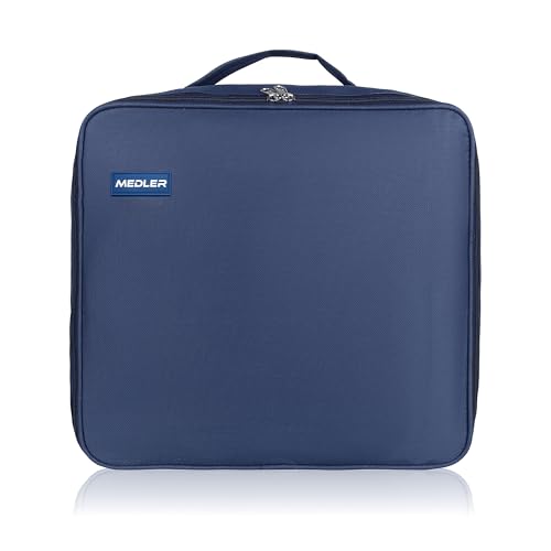 Image of M MEDLER Adex Nylon Wardrobe Organizer Bag | Moisture-Proof Clothes Storage Box & Saree Cover with Zipper & Handle | Square | Blue | 38x38x24 cm