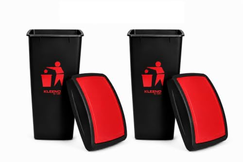 Image of Cello Plastic Garbage Swing-Lid Dustbin 48 Ltr, (RED /RED) COMBO