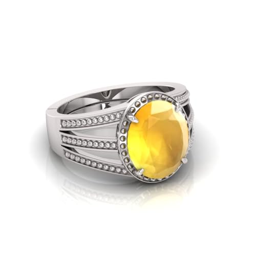 Bague saphir jaune naturel AAA++ de 13 carats en métal noble pour homme et femme