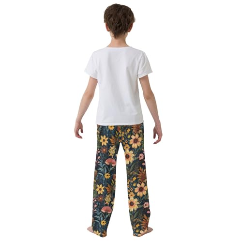 Boys' Pants Simple Bohemian Wildflower Pastel Long Bottoms Jogger Pants Elastic Waist Trousers with Pockets S-XL3