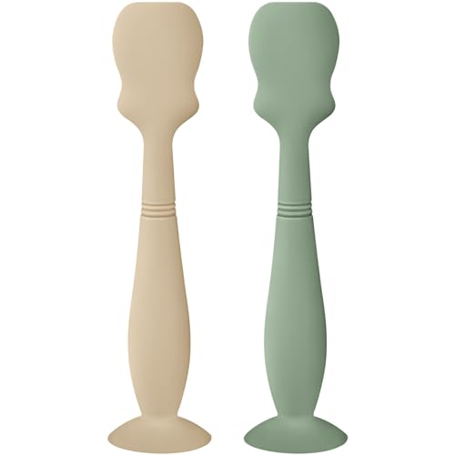 Image of Large Size Baby Diaper Cream Spatula Applicator Soft Silicone Baby Butt Paste Spatula (2Pack, Cream/Sage)