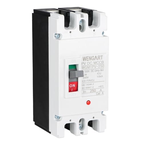 Wengart Disyuntor MCCB WGM1PV-250, MAX 500V CC 2P 250A, Para Sistemas Solares y Otras Aplicaciones de CC