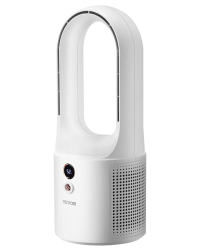 VEVOR Ventilateur sans Pales Portable Silencieux USB 6 Vitesses 330 mm 7 W Multifonction avec Batterie Rechargeable, Écran LCD Numérique, Ventilateur de Refroidissement pour Bureau de Chambre Maison