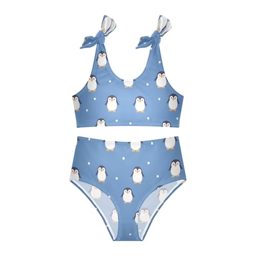 KLL Seamless Pattern Penguins Girl 2 Piecing Bikini Sets Beach Swimsuits Swimwear Cute Shoulder Strap3