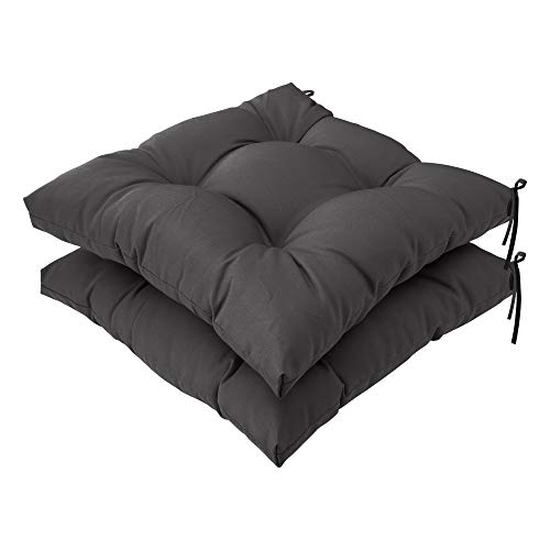 Image of QILLOWAY Indoor /Outdoor Square Seat Patio Cushion -Set of 2,19-Inches(Dark Grey)