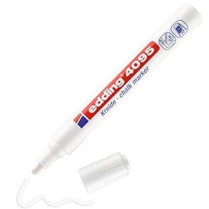 edding 4095 krijtmarker – wit – 1 krijtstift – ronde punt 2-3 mm – krijtstift voor borden, uitwisbaar – voor het…