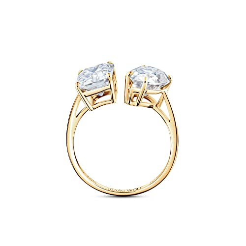 ISAAC WOLF 10k Solid 5 CTW Toi Et Moi Ring Pear Radiant Cut Moissanite 2-Stone Rings (Yellow Gold, 6)2