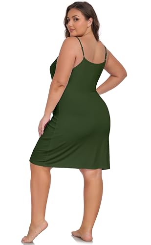 Image of VintageClothing Womens Plus Size Full Slip Under Dresses Adjustable Spaghetti Strap Nightgown Soft Sleepwear Cami Dress