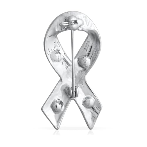 Image of Bling Jewelry Set of Three Crystal Accent Enamel Prevention and Awareness Pink Ribbon Support the Cause Breast Cancer Survivor Brooch Pin For Women Silver Gold Plated