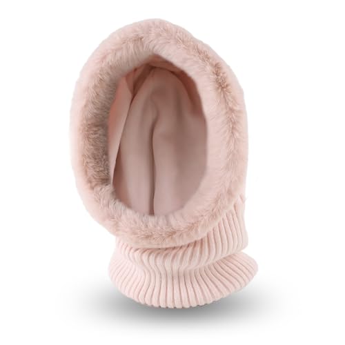 Image of Winter Fleece Balaclava Warm Men Hood Hat Knitted Hooded Scarf for Women Unisex Skull Cap