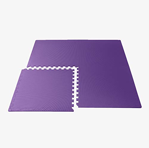 Image of We Sell Mats Premium Foam Interlocking anti-fatigue tiles great for gyms PX90 Insanity Pilates Yoga aerobics cardio trade shows kids payrooms and more. Purple 16 SQFT-4 Tiles