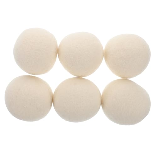Healvian 1セット 帯電防止ウールボール 衣類のブローチ 厚手のタオル 布タオルクラブ ミニデコレーション 乾燥機を復元します 泡の装飾 洗濯乾燥ツール 洗濯用品 のウール 白い 6個