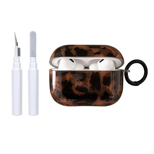 Reownest per Airpods 4a Generazione (2024) con Kit Pulizia, Design Estetico con Motivo Carino Marrone Ambra, Cover Protettiva con Ciondolo Shockproof per Cuffie Airpods 4 - Marrone