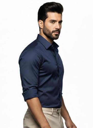Image of Men's Solid Satin Full Sleeve Soft Finish Regular Fit Shirt for Casual Wear