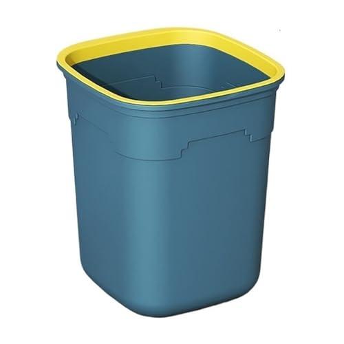 Caneca de basura cuadrada para hogar sin tapa, plástico azul, tamaño M