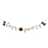 Talorine Glitter Let's Pawty Banner, Puppy Dog Birthday Party Banner, Pet 1st 2nd Birthday Party Dec