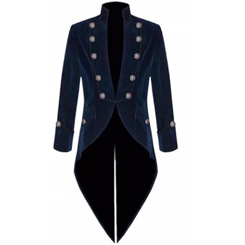 High-End Suits Vintage Men's Velvet Tailcoat Mens Gothic Tailcoat Long Jacket Velvet Steampunk Victorian Coat s Navy Cover