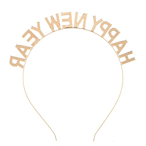 BinaryABC Happy New Year Headband Tiara,Rhinestone New Years Headband,New Year Eve Party Supplies(Golden) - Image 5
