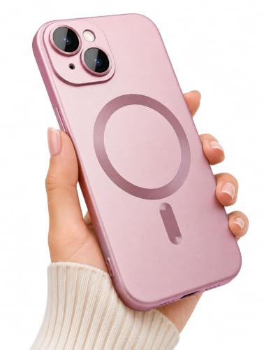 Image of MagPro Metallic Finish Case for Apple iPhone 17 | MagSafe Compatible Magnetic Cover, Matte Luxury Metallic Luster, Shockproof TPU, Camera Lens Guard, Wireless Charging Compatible | Rose Pink